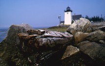 Grindle Point Lighthouse with rocks