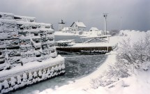 Lobster pots in snow