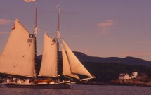 Tall Ship at Indian Island Lighthouse, Rockport, Maine