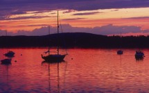 West Penobscot Bay with boats at dusk