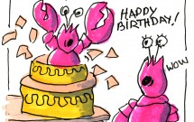 Lobster jumps out of cake