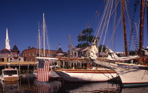 Boats tied up on Camden docks