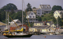 Rockport harbor with tall ship