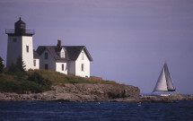 Indian Island Lighthouse with sailboat