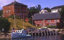 Rockport harbor with lobster boat