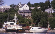 Rockport harbor with motor sailers